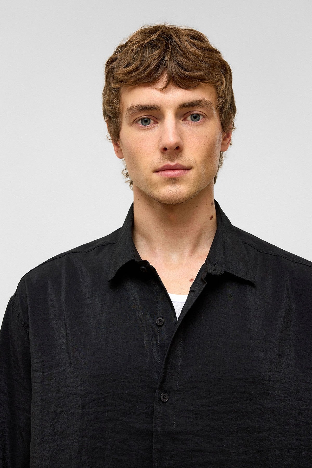 Basic Oversized Short-Sleeve Modal Shirt