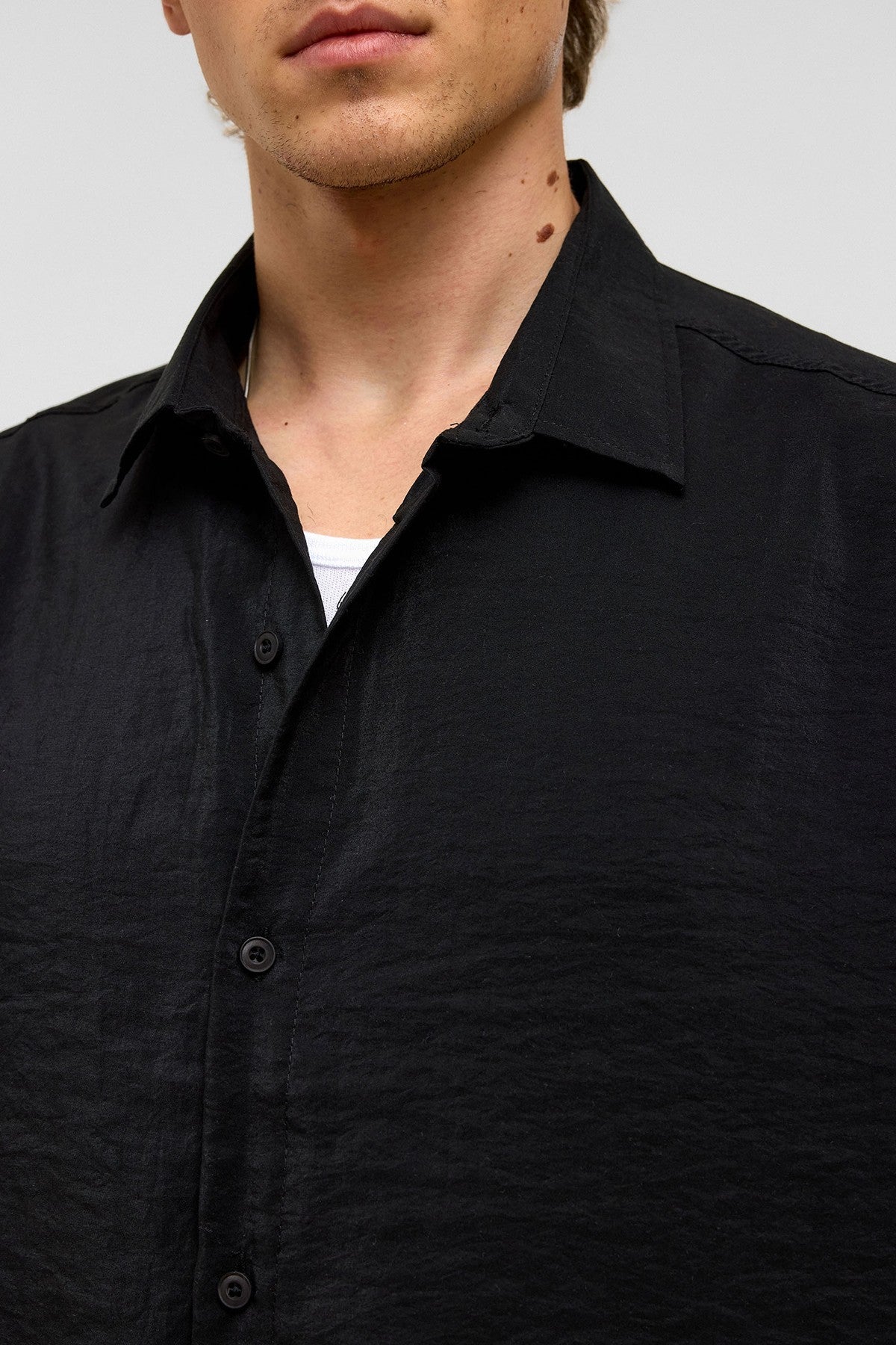 Basic Oversized Short-Sleeve Modal Shirt