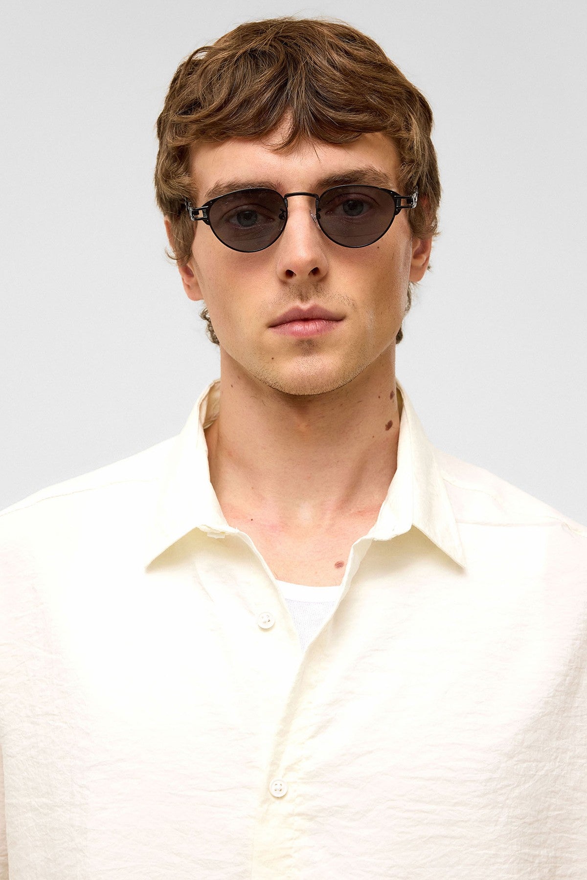 Basic Oversized Short-Sleeve Modal Shirt