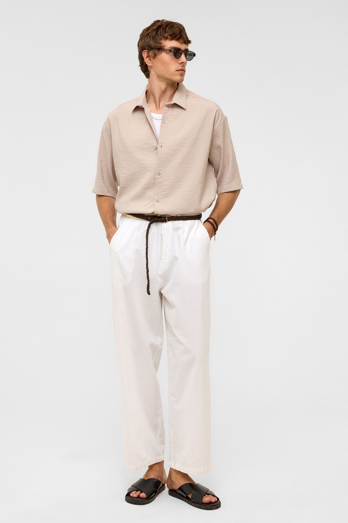 Basic Oversized Short-Sleeve Modal Shirt