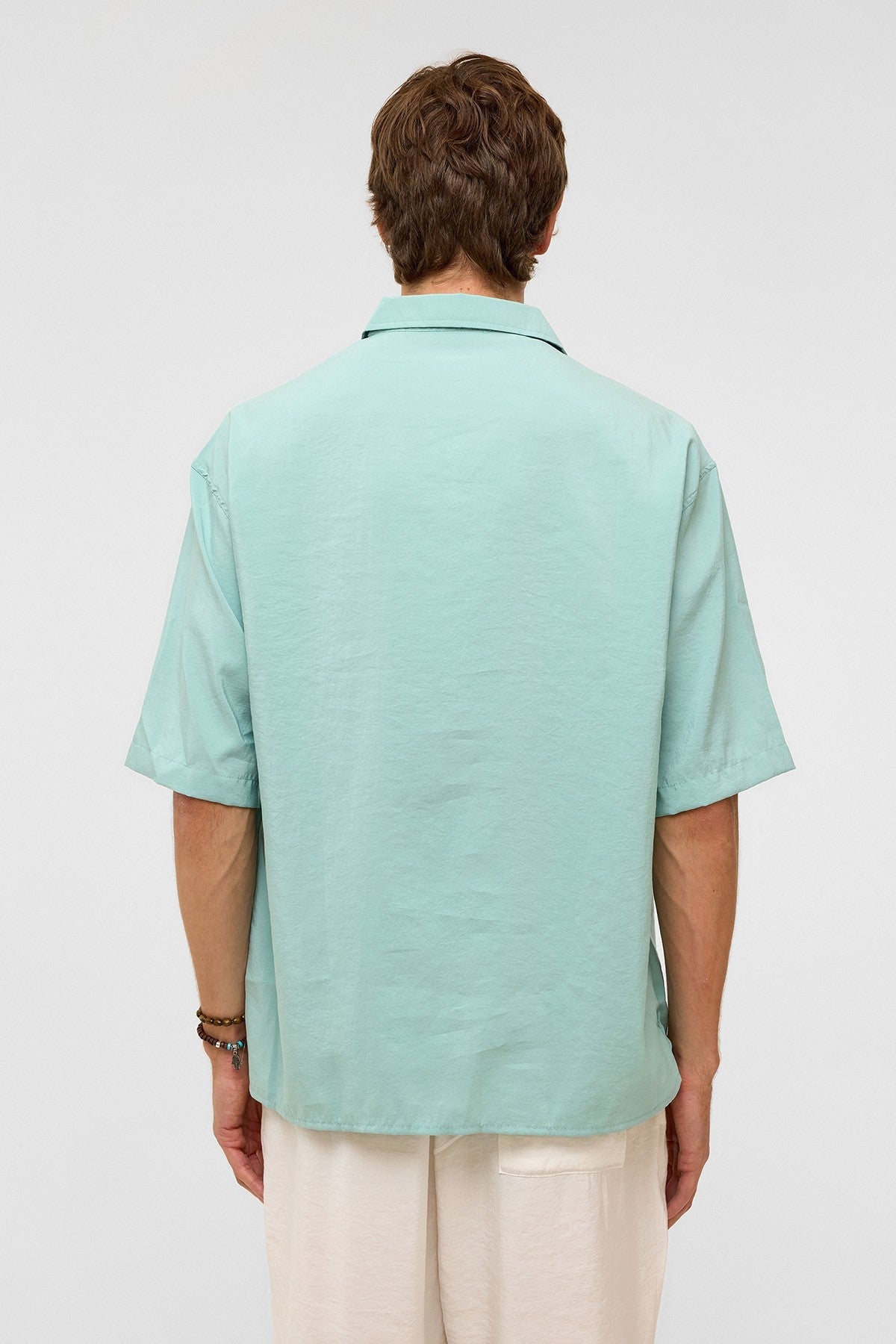 Basic Oversized Short-Sleeve Modal Shirt