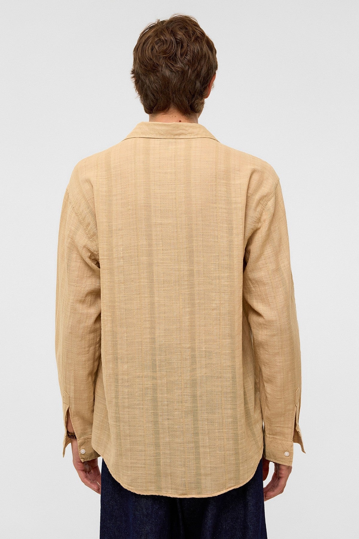 Oversized Striped Long-Sleeved Linen Shirt