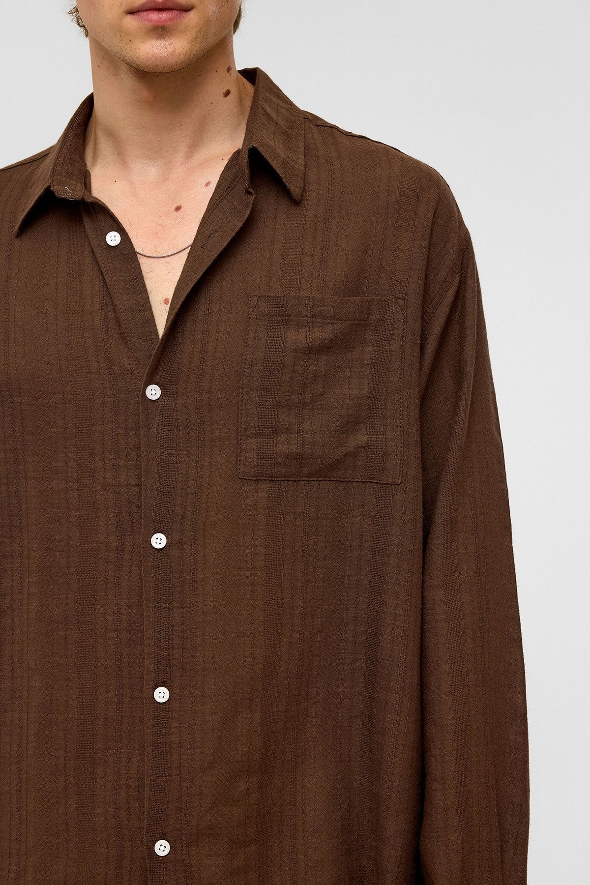 Oversized Striped Long-Sleeved Linen Shirt