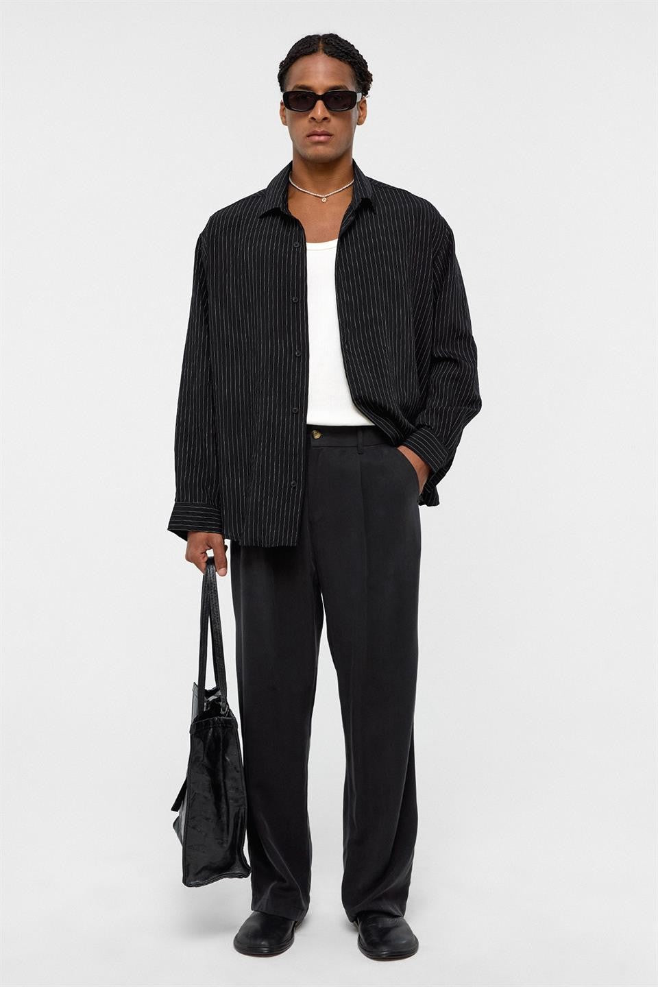 Oversized Striped Long-Sleeve Shirt
