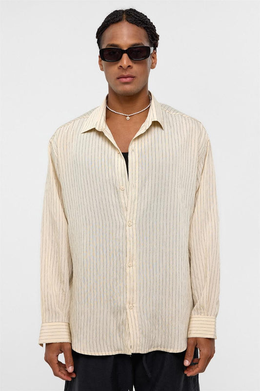 Oversized Striped Long-Sleeve Shirt
