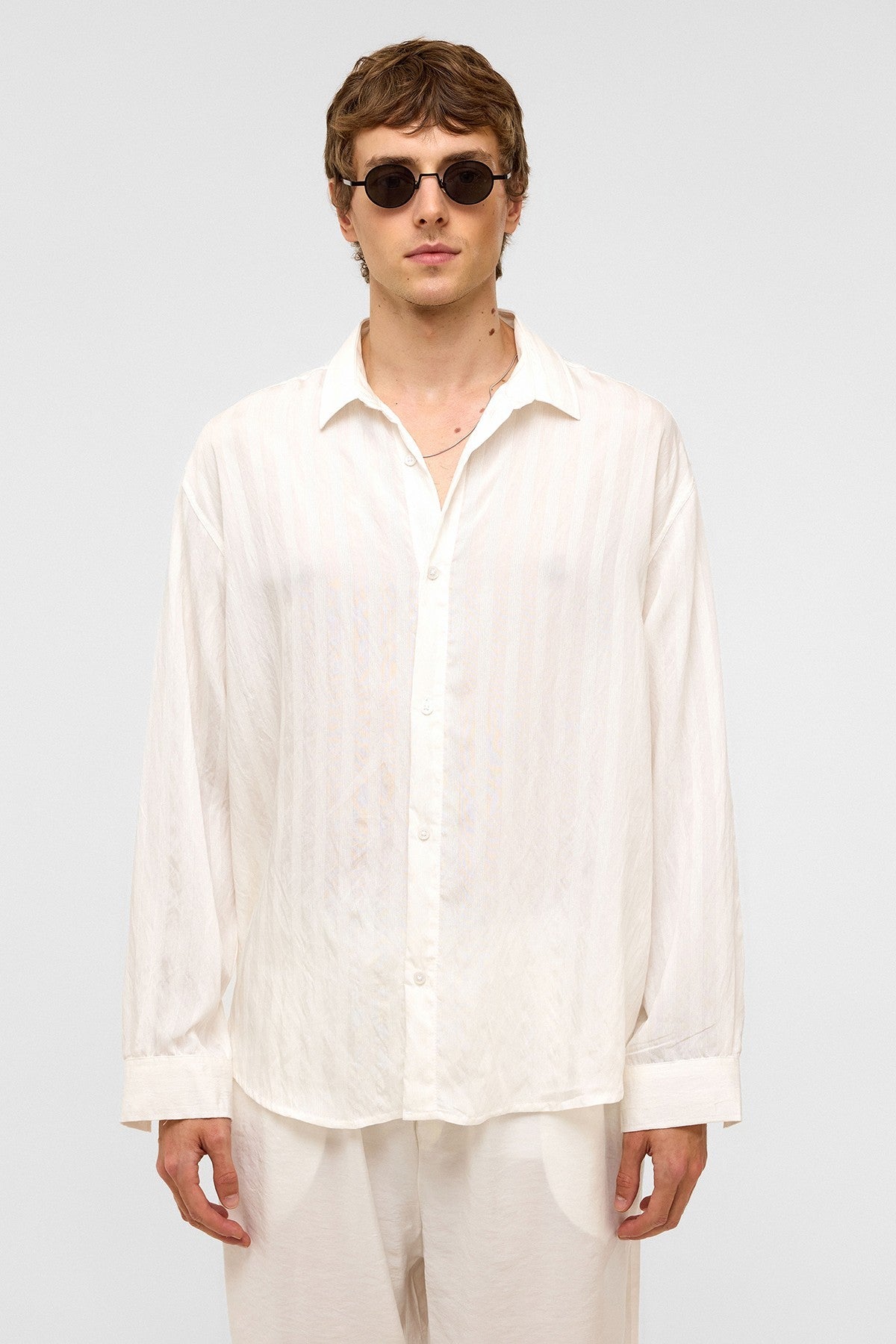 Oversized Long-Sleeved Modal Shirt