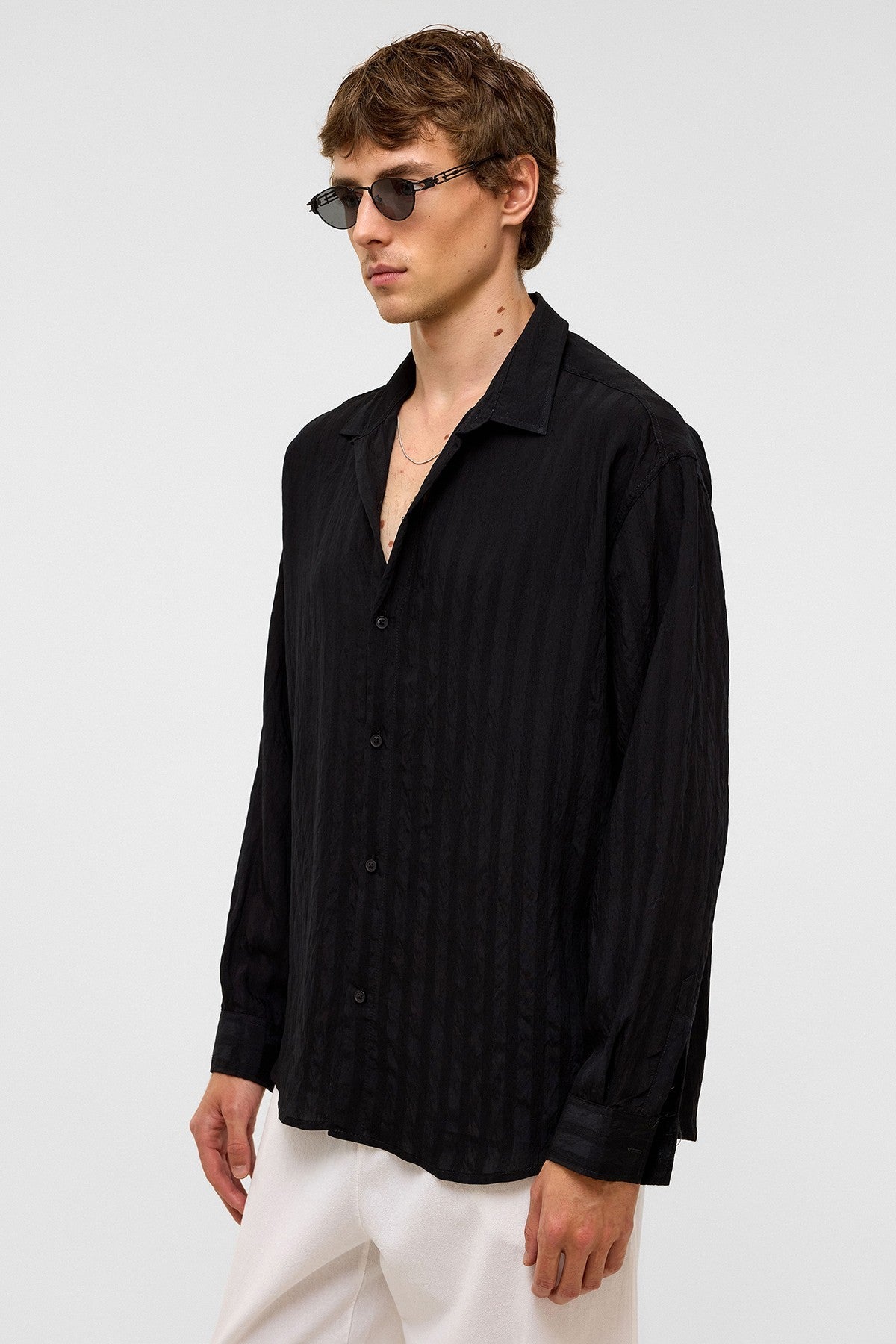 Oversized Long-Sleeved Modal Shirt