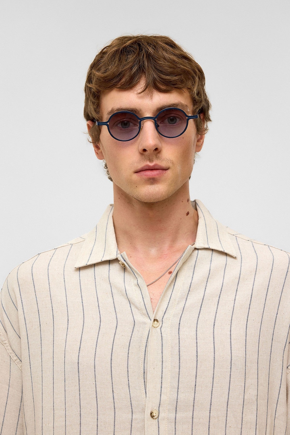 Oversized Long-Sleeved Striped Linen Shirt