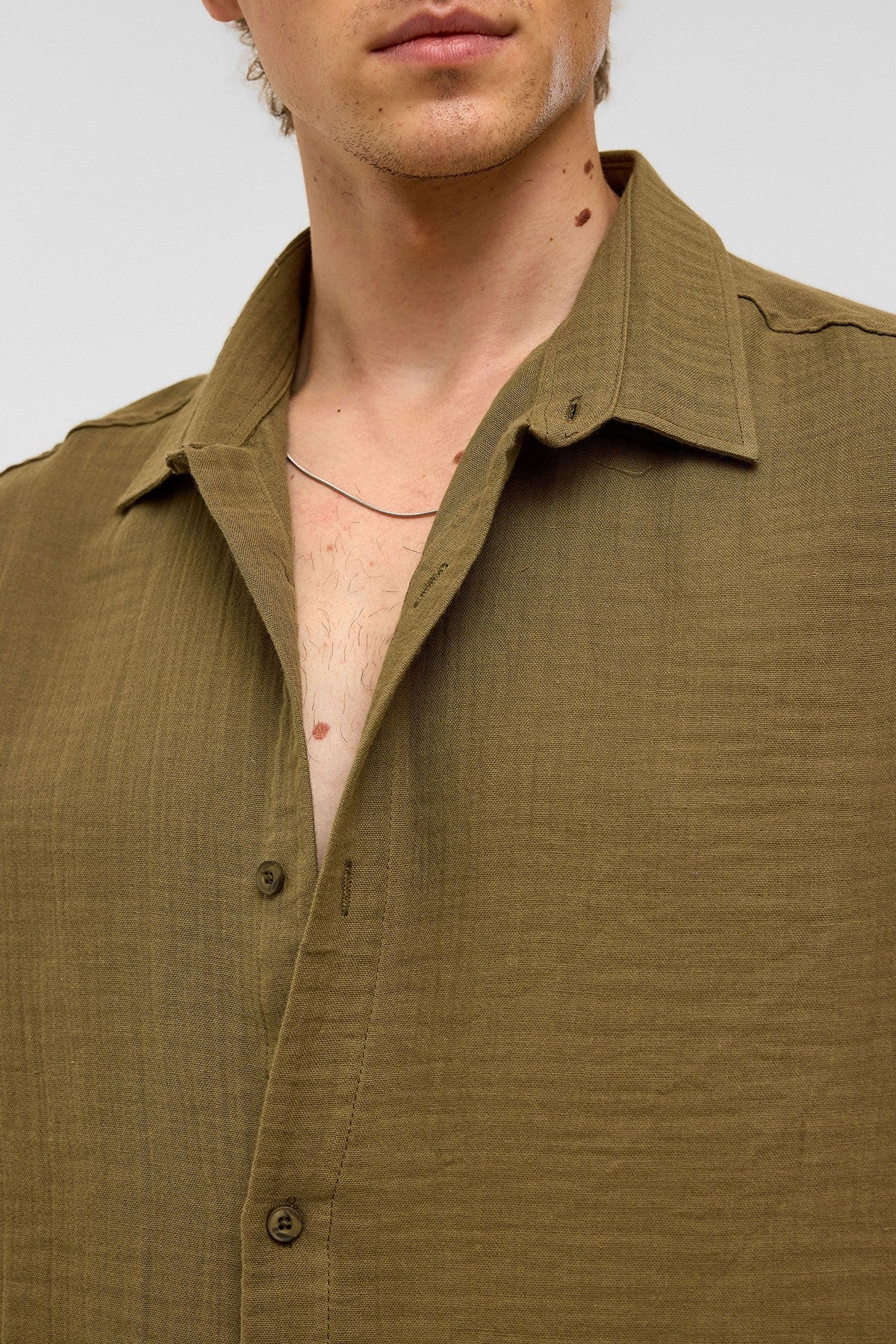 Oversized Short-Sleeved Muslin Shirt