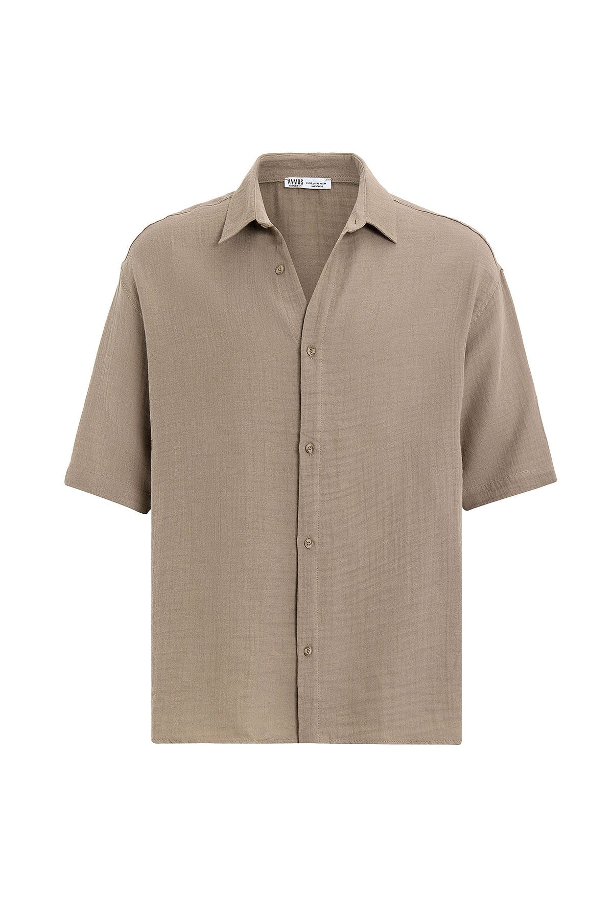 Oversized Short-Sleeved Muslin Shirt