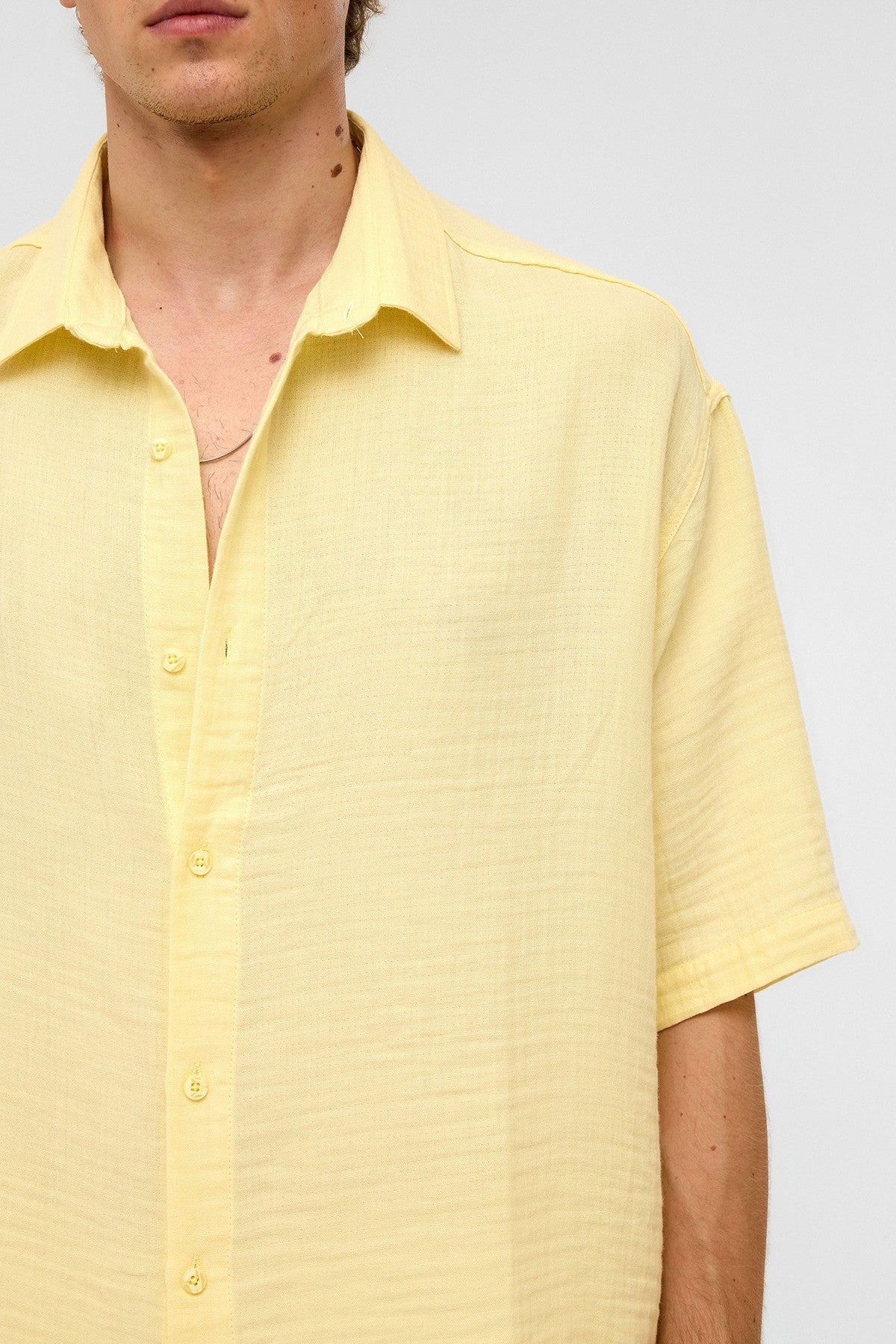 Oversized Short-Sleeved Muslin Shirt