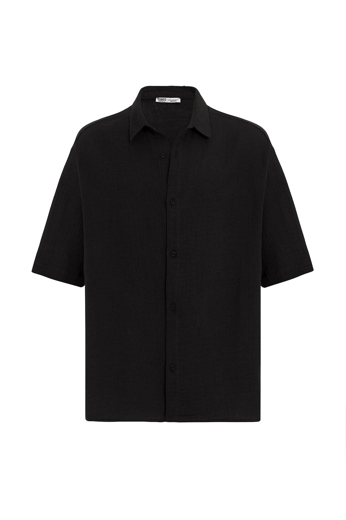 Oversized Short-Sleeved Muslin Shirt