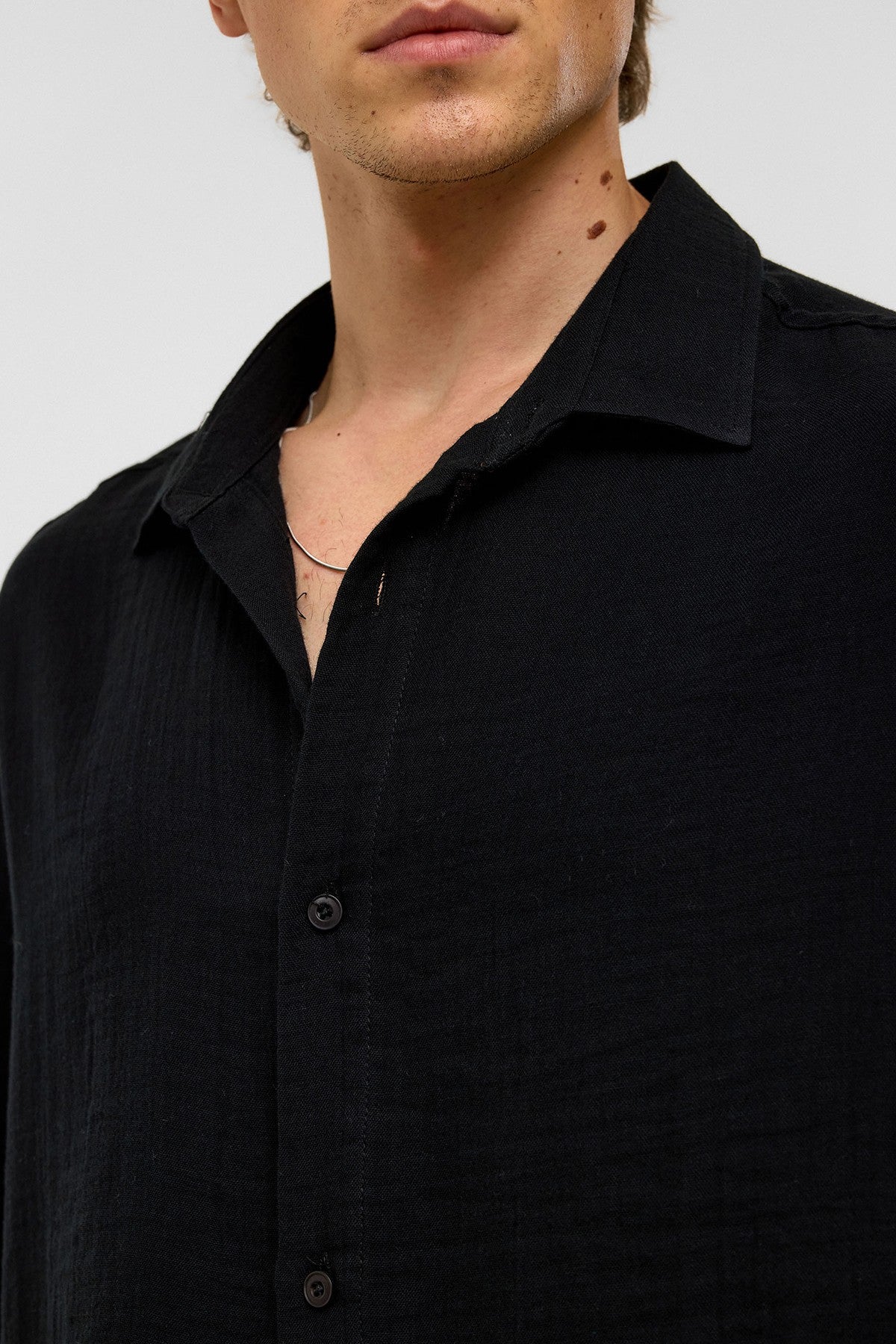 Oversized Short-Sleeved Muslin Shirt