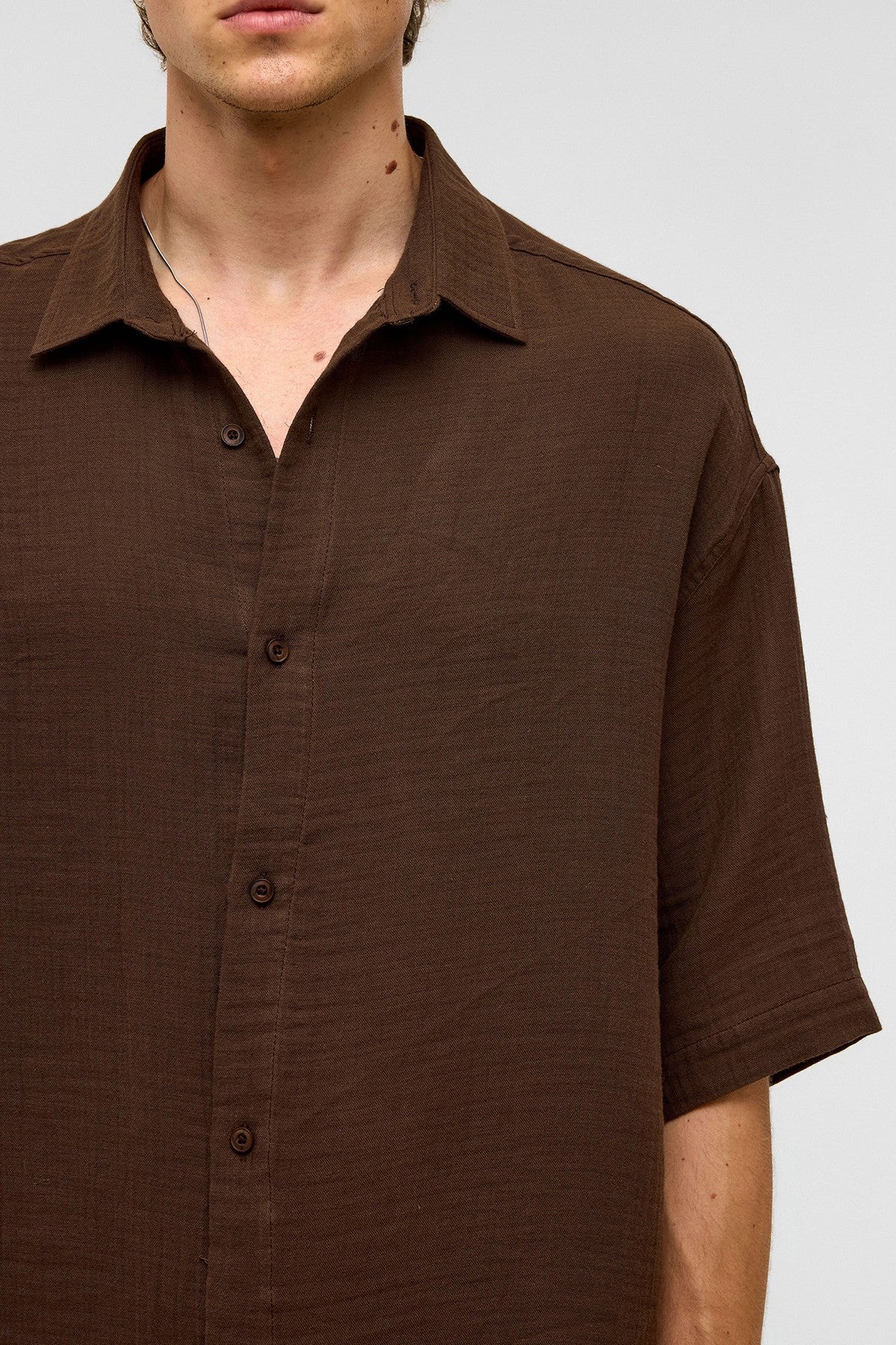 Oversized Short-Sleeved Muslin Shirt