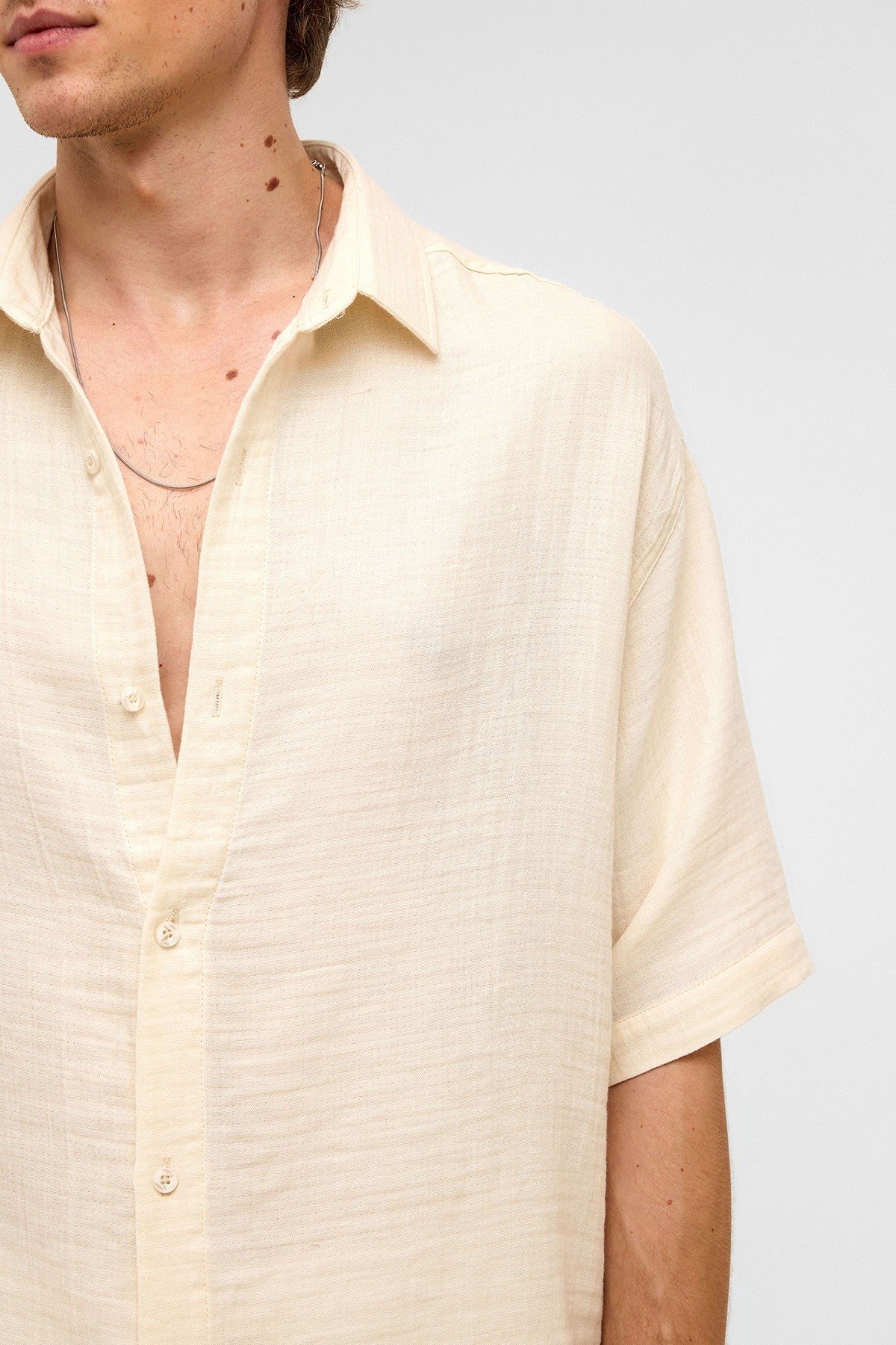 Oversized Short-Sleeved Muslin Shirt