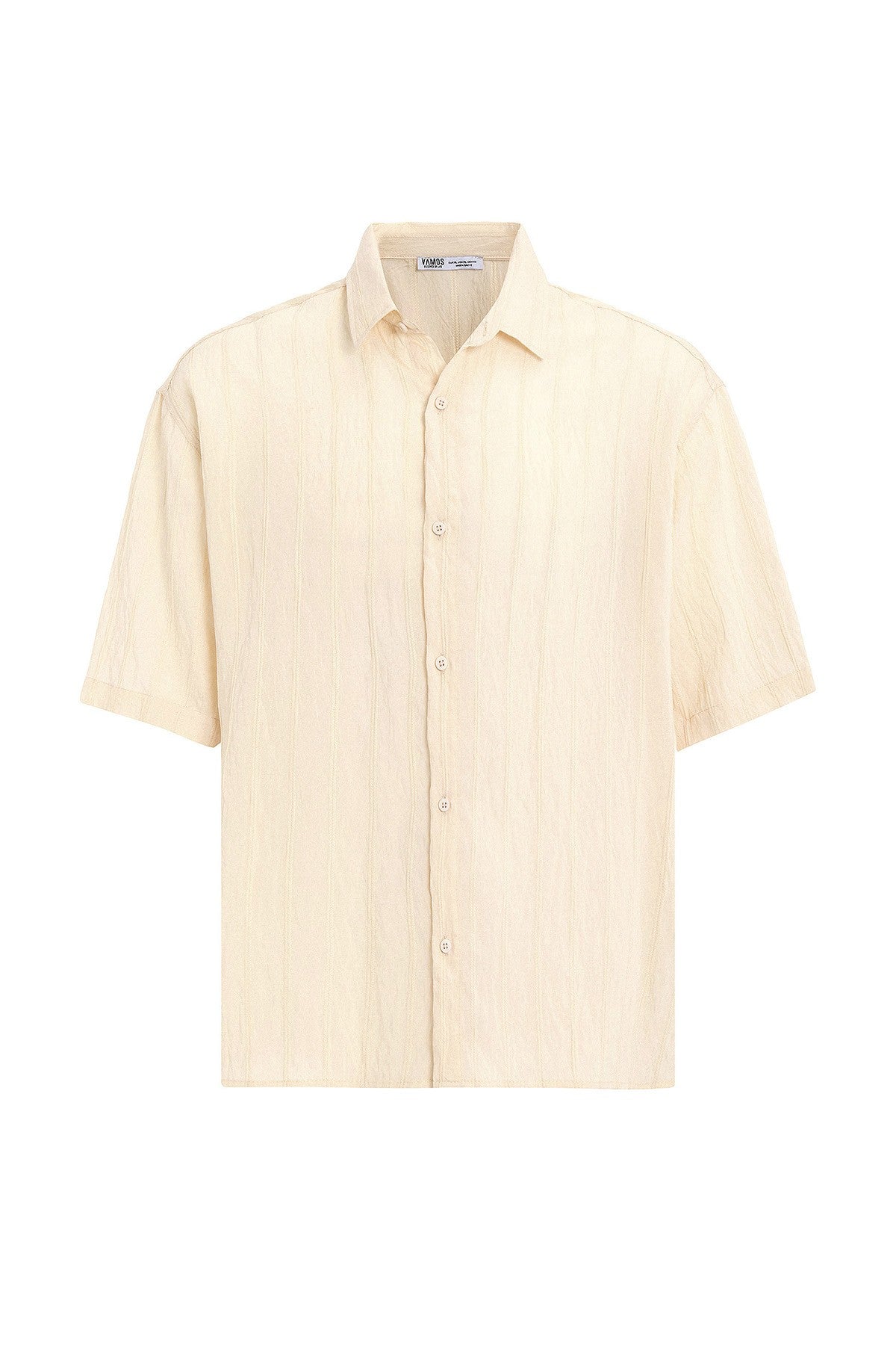 Oversized Striped Short-Sleeved Modal Shirt
