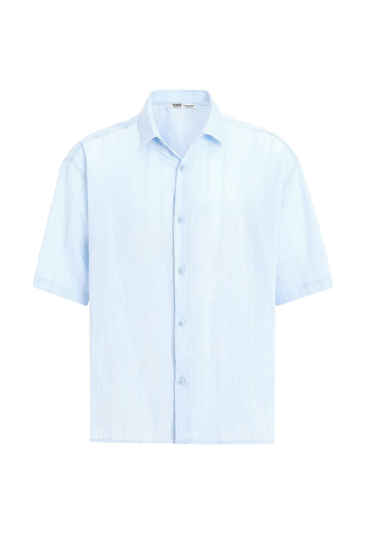 Oversized Striped Short-Sleeved Modal Shirt