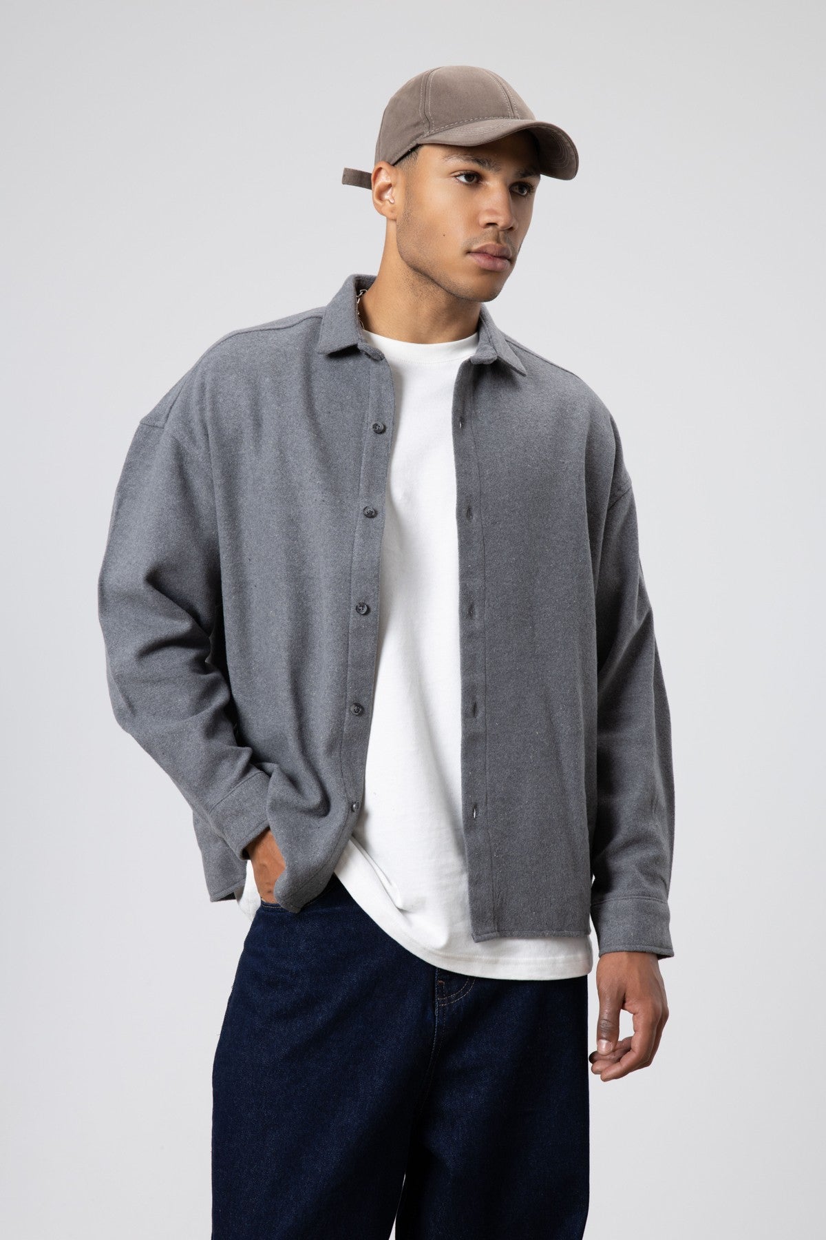 Textured Oversized Shirt Jacket