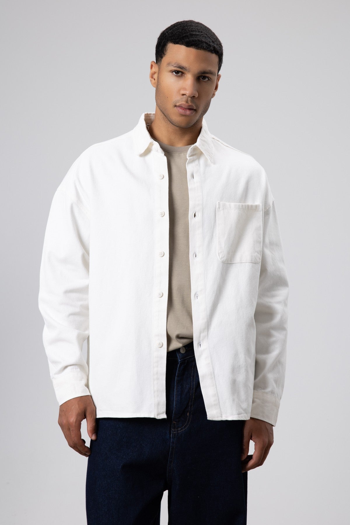Oversized Gabardine Shirt Jacket