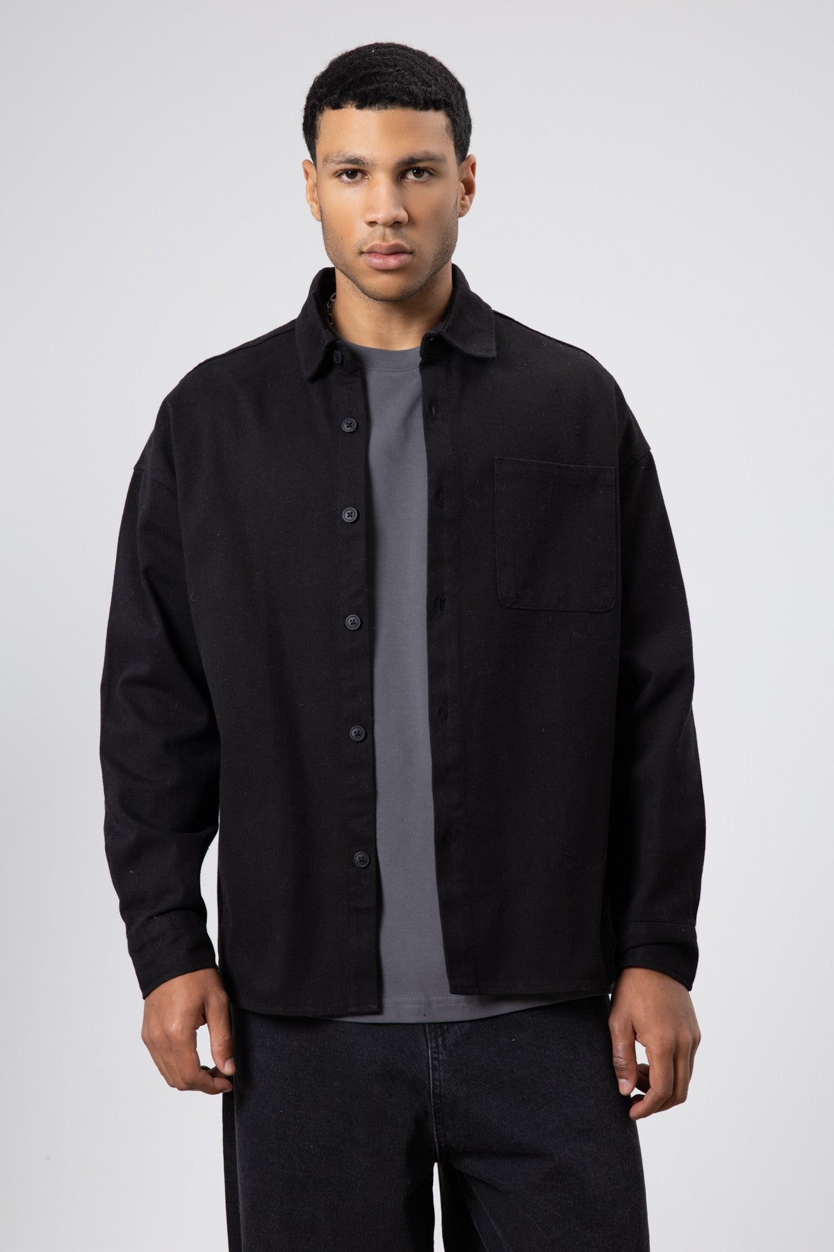 Oversized Gabardine Shirt Jacket