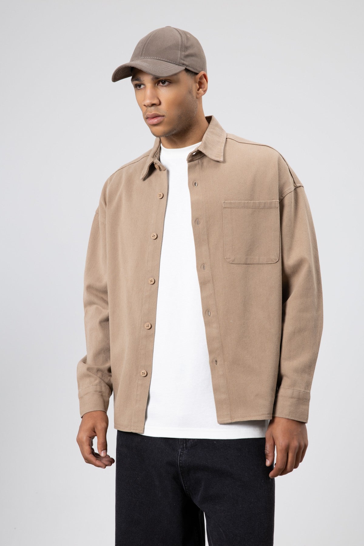 Oversized Gabardine Shirt Jacket