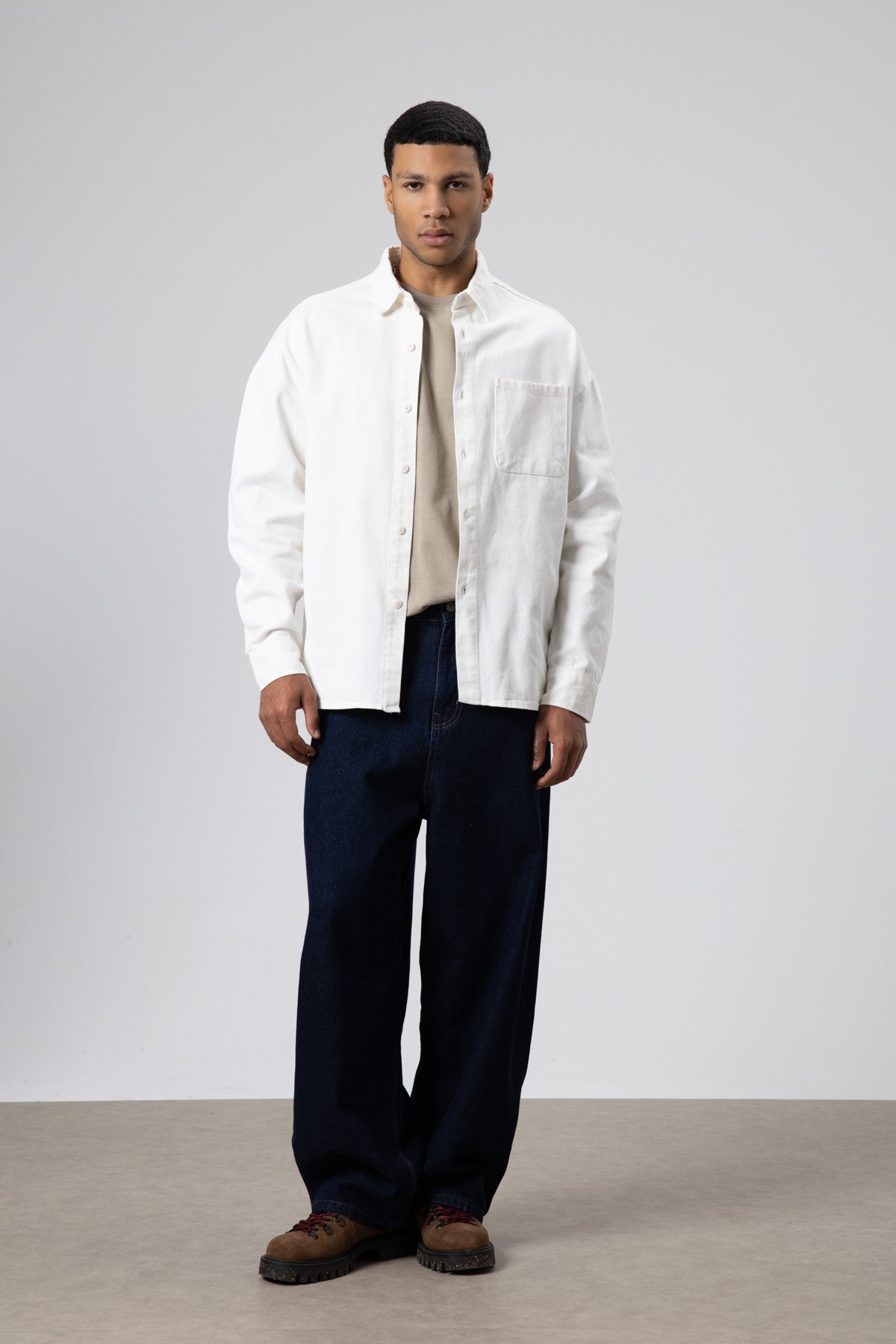 Oversized Gabardine Shirt Jacket