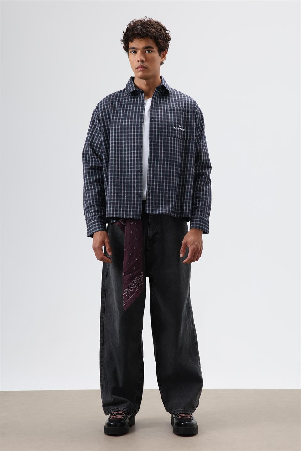 Oversized Checkered Long-Sleeve Shirt
