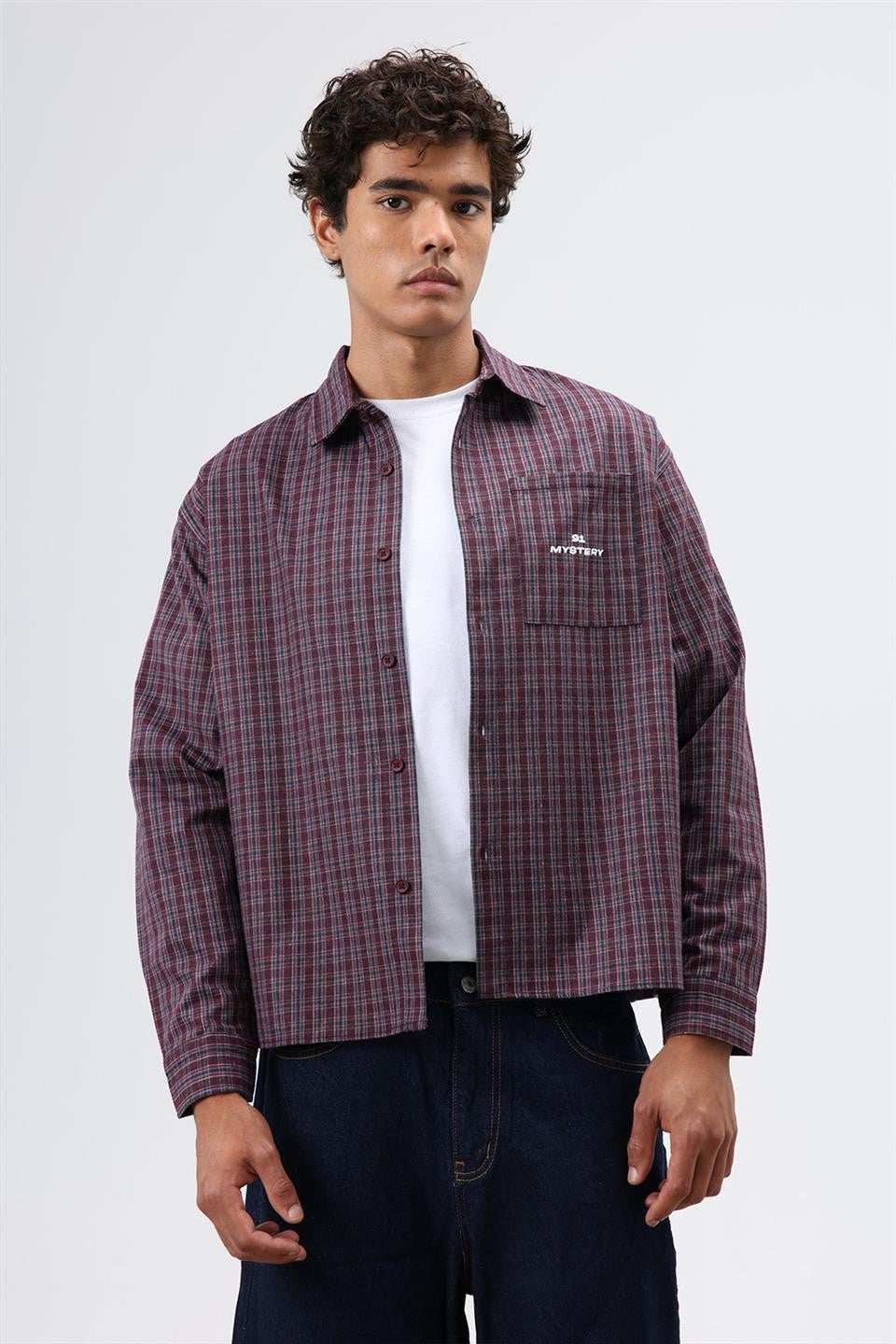 Oversized Checkered Long-Sleeve Shirt