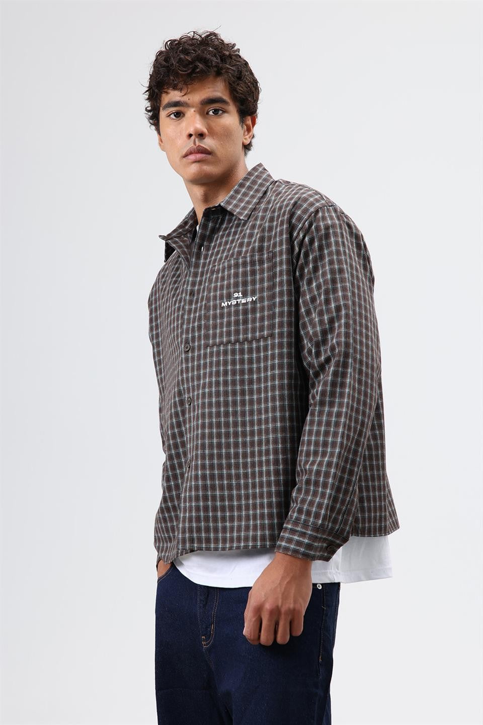 Oversized Checkered Long-Sleeve Shirt