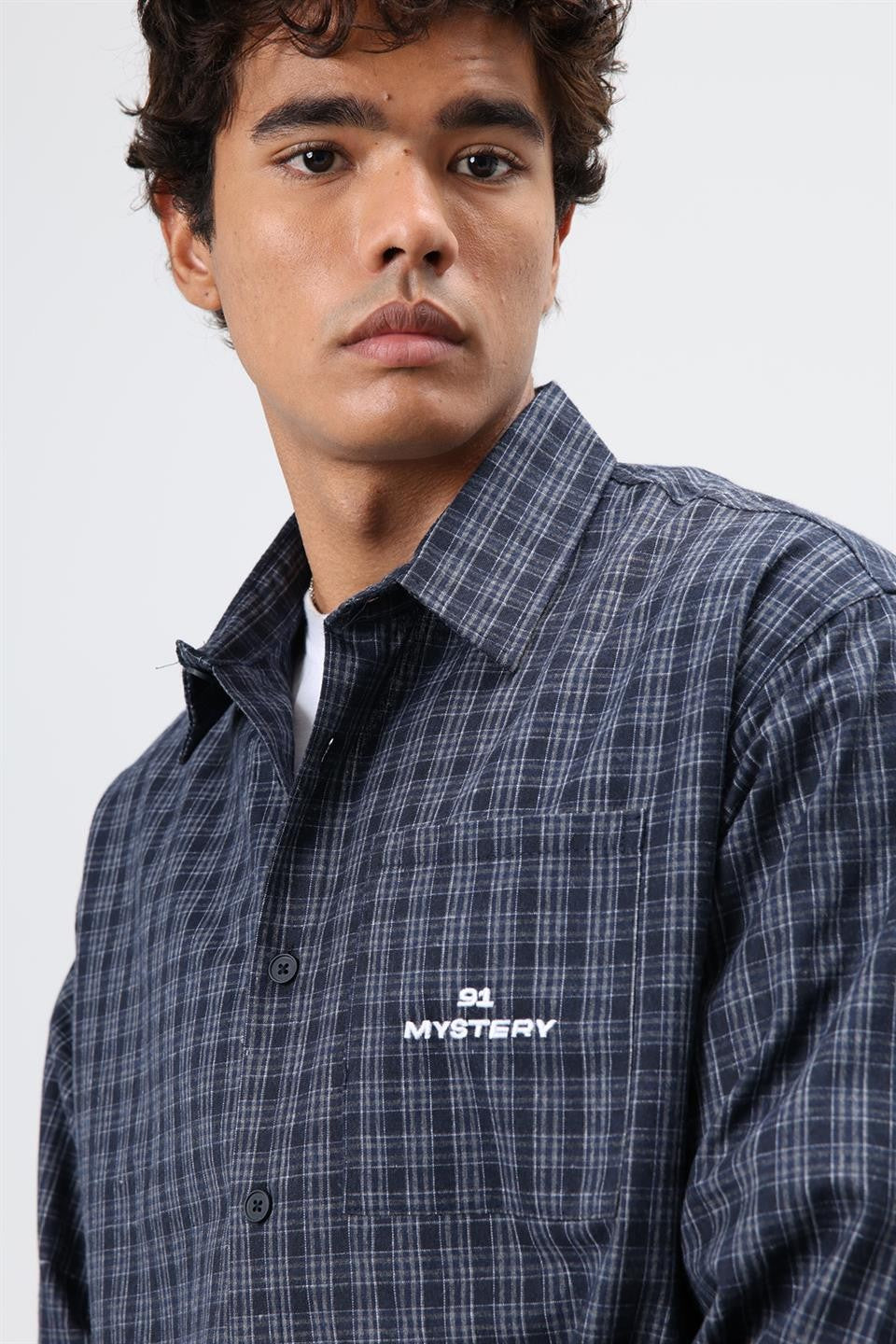 Oversized Checkered Long-Sleeve Shirt