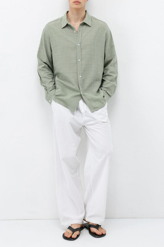 Textured Linen-Look Oversized Shirt