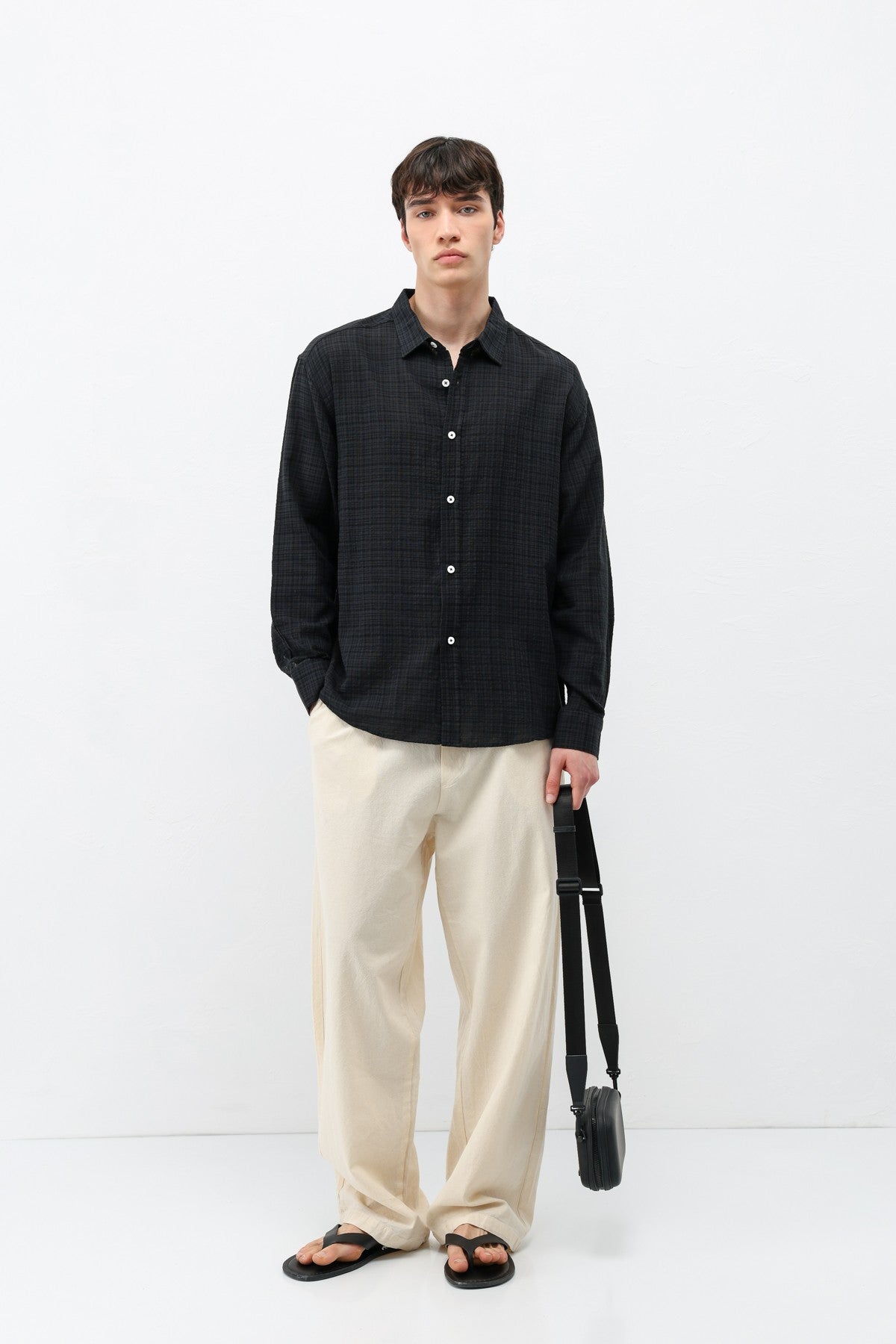 Textured Linen-Look Oversized Shirt
