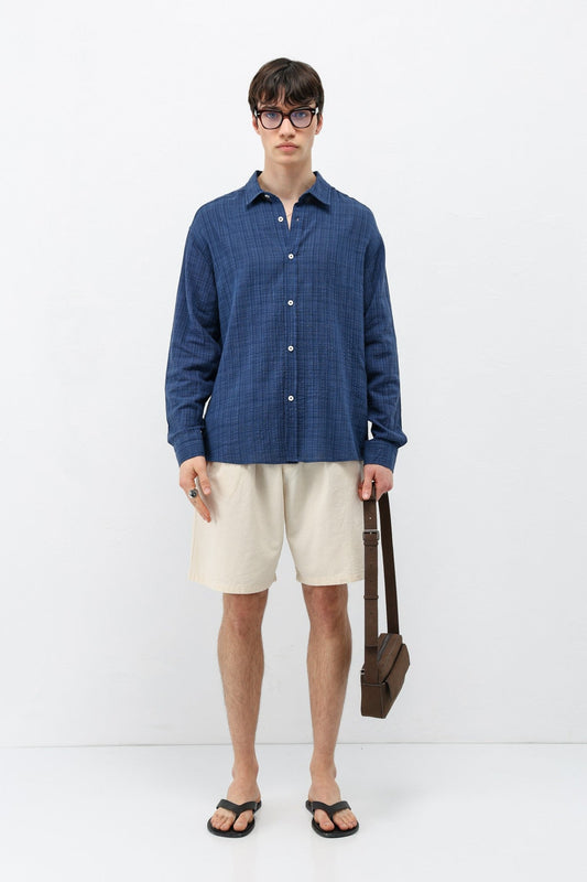 Textured Linen-Look Oversized Shirt