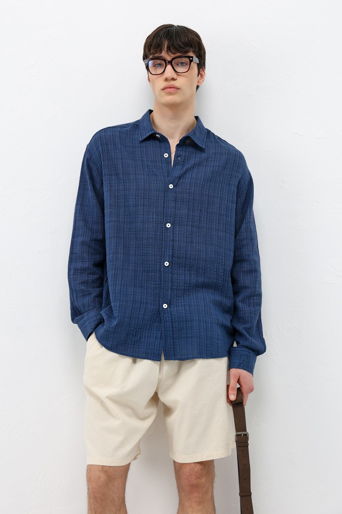 Textured Linen-Look Oversized Shirt