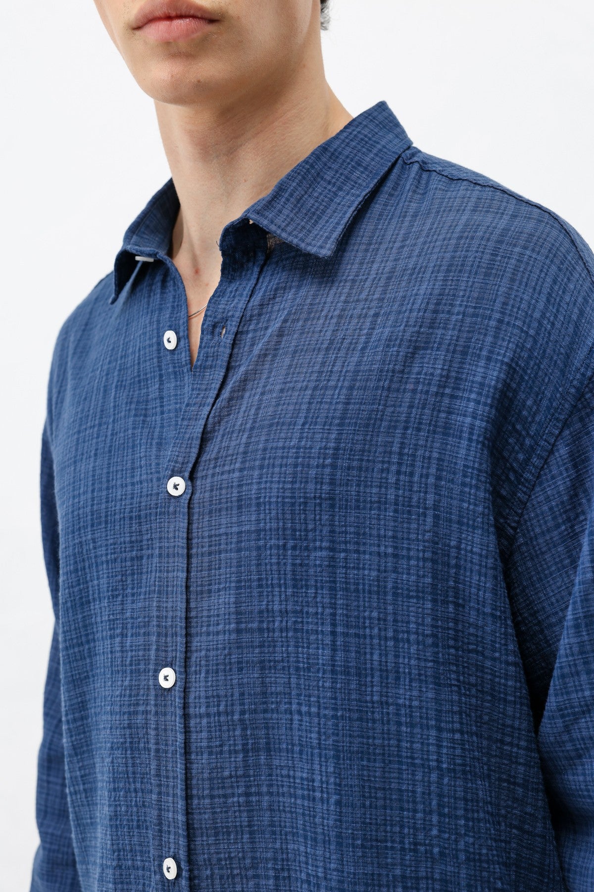 Textured Linen-Look Oversized Shirt