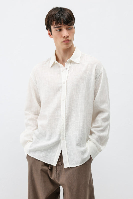Textured Linen-Look Oversized Shirt