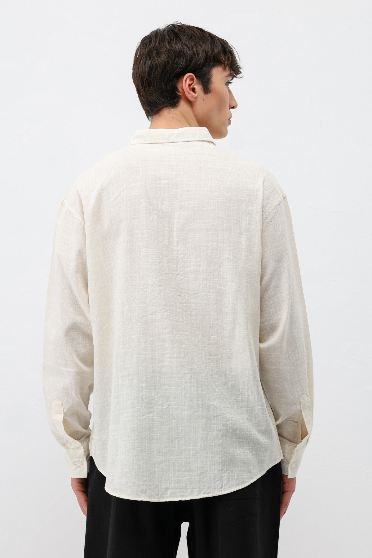 Textured Linen-Look Oversized Shirt