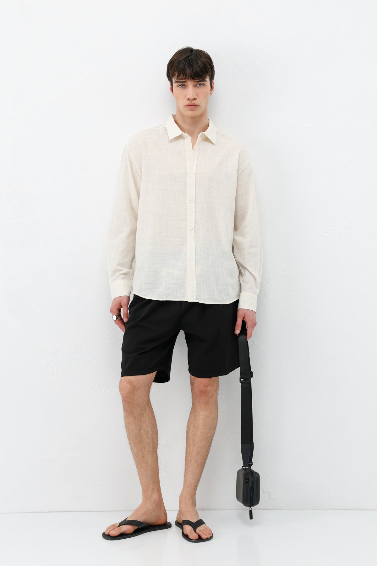 Textured Linen-Look Oversized Shirt