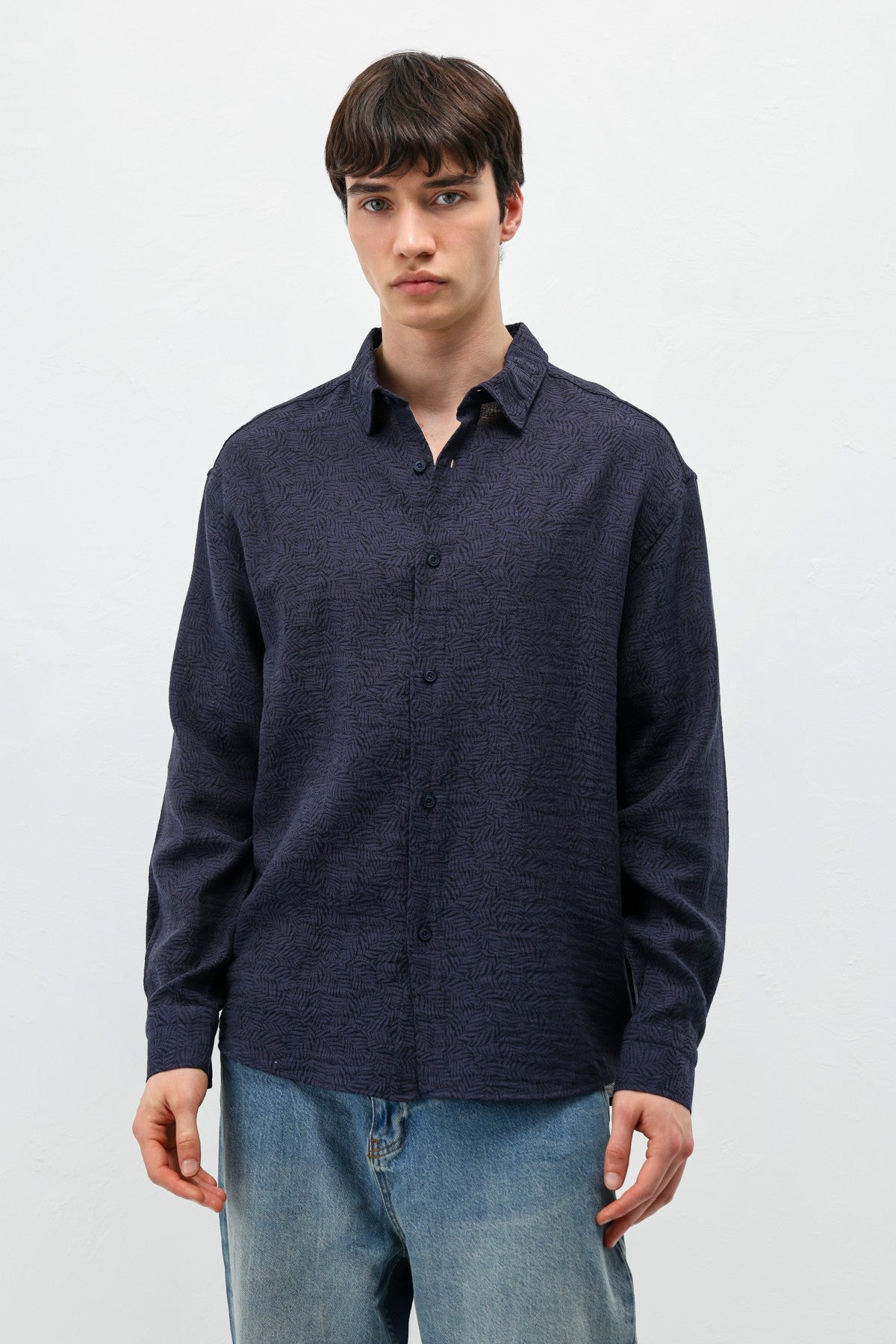 Oversized Patterned Linen Shirt
