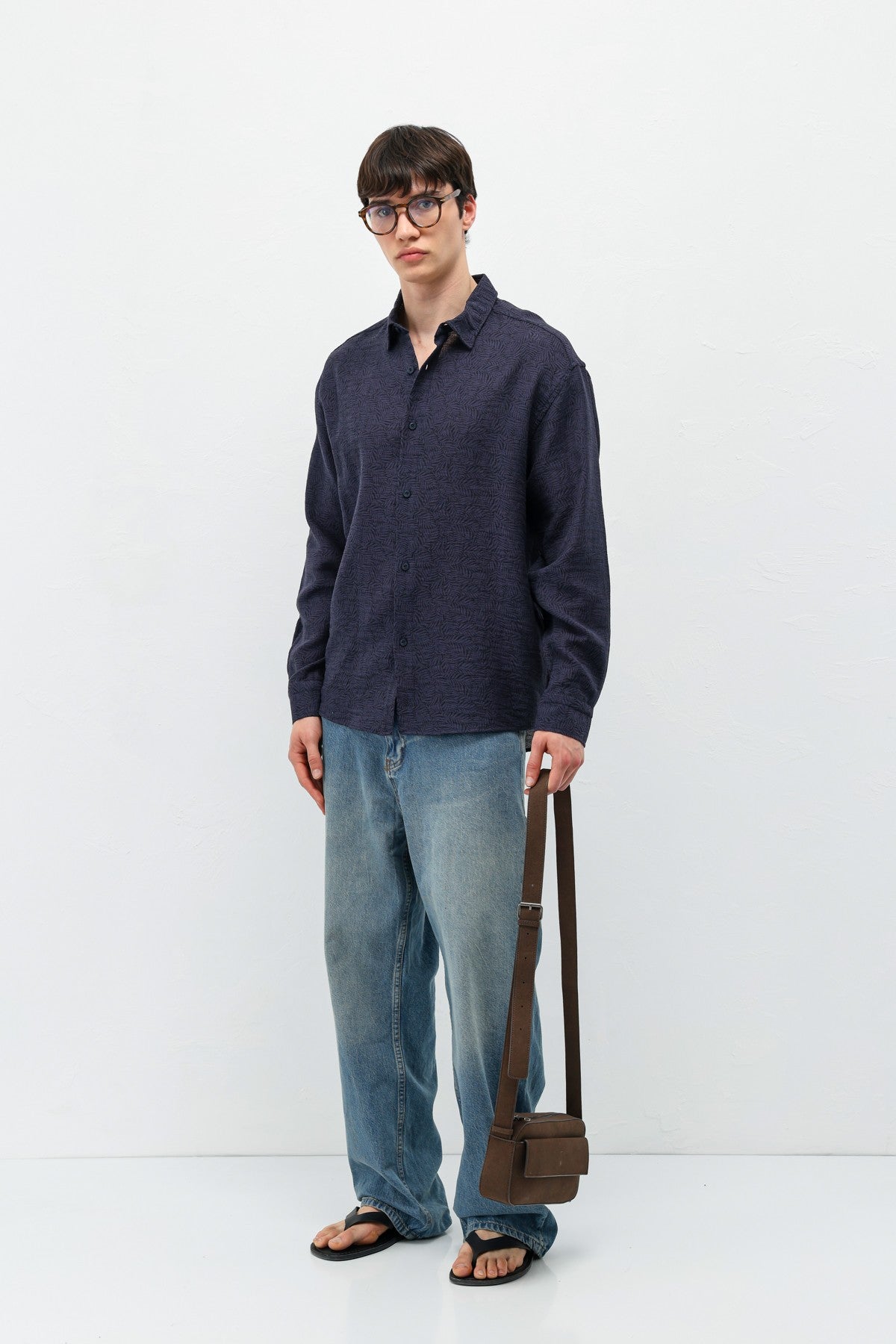 Oversized Patterned Linen Shirt