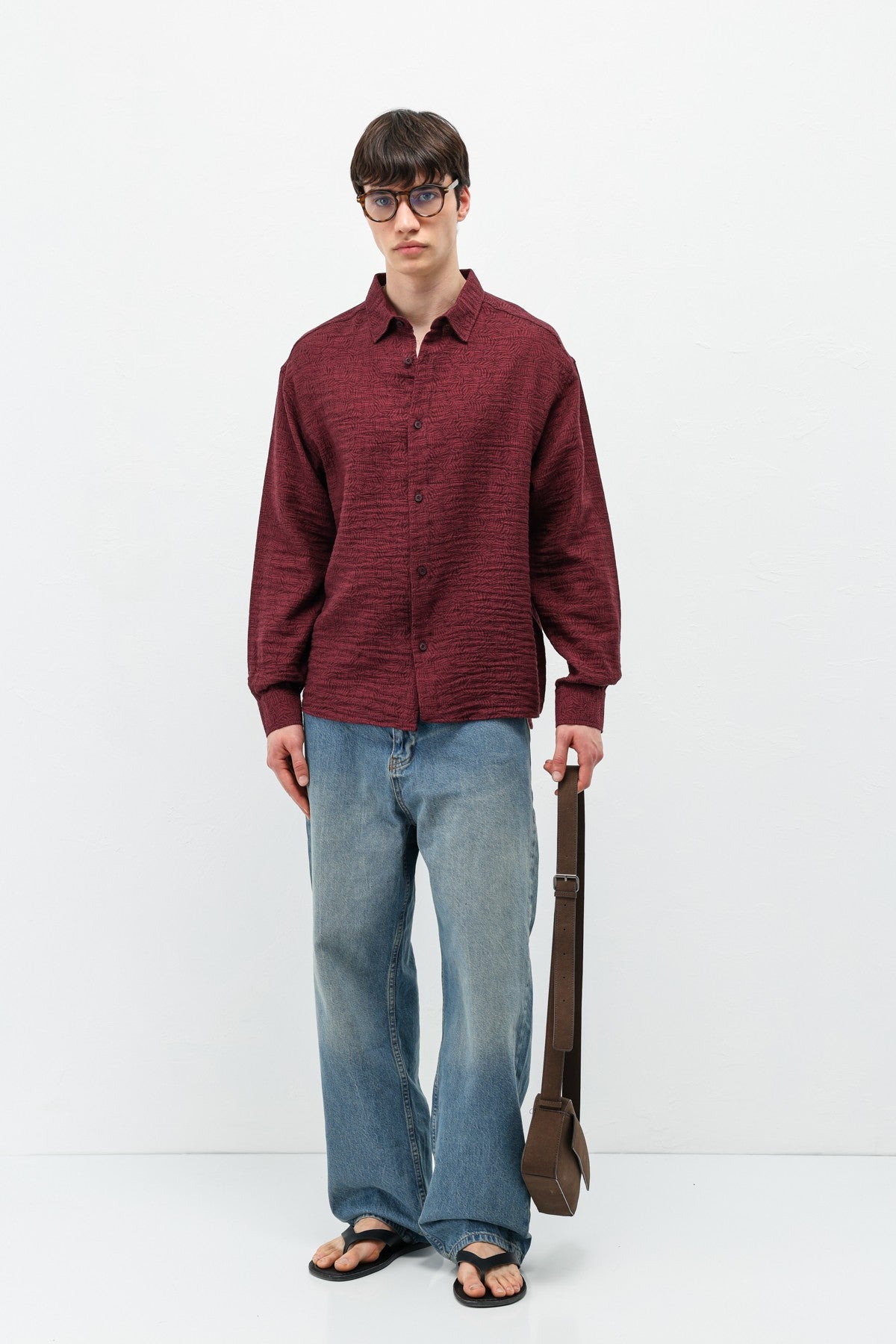 Oversized Patterned Linen Shirt