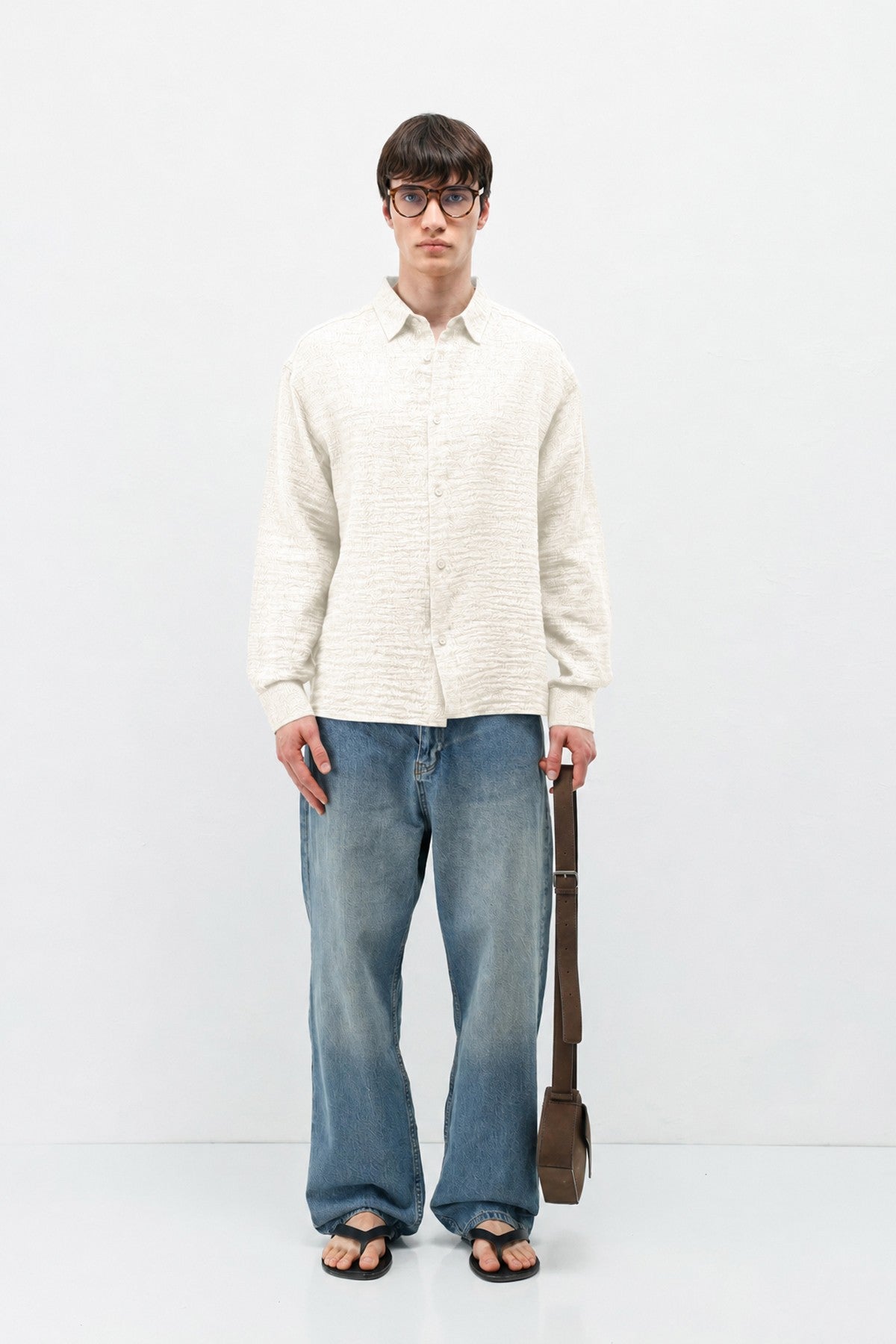 Oversized Patterned Linen Shirt