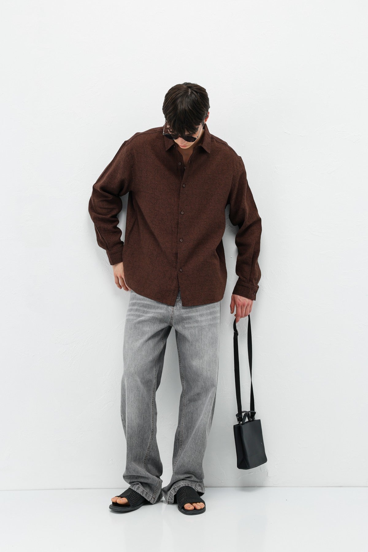 Oversized Patterned Linen Shirt