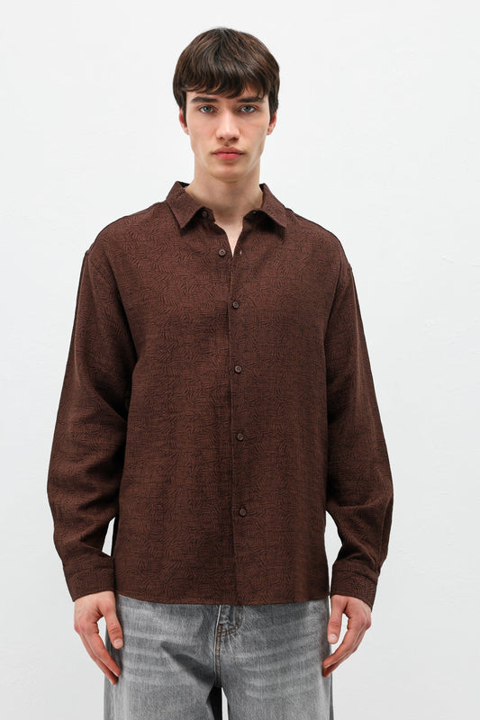 Oversized Patterned Linen Shirt