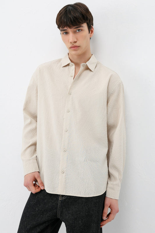 Oversized Shirt with Stitching Details