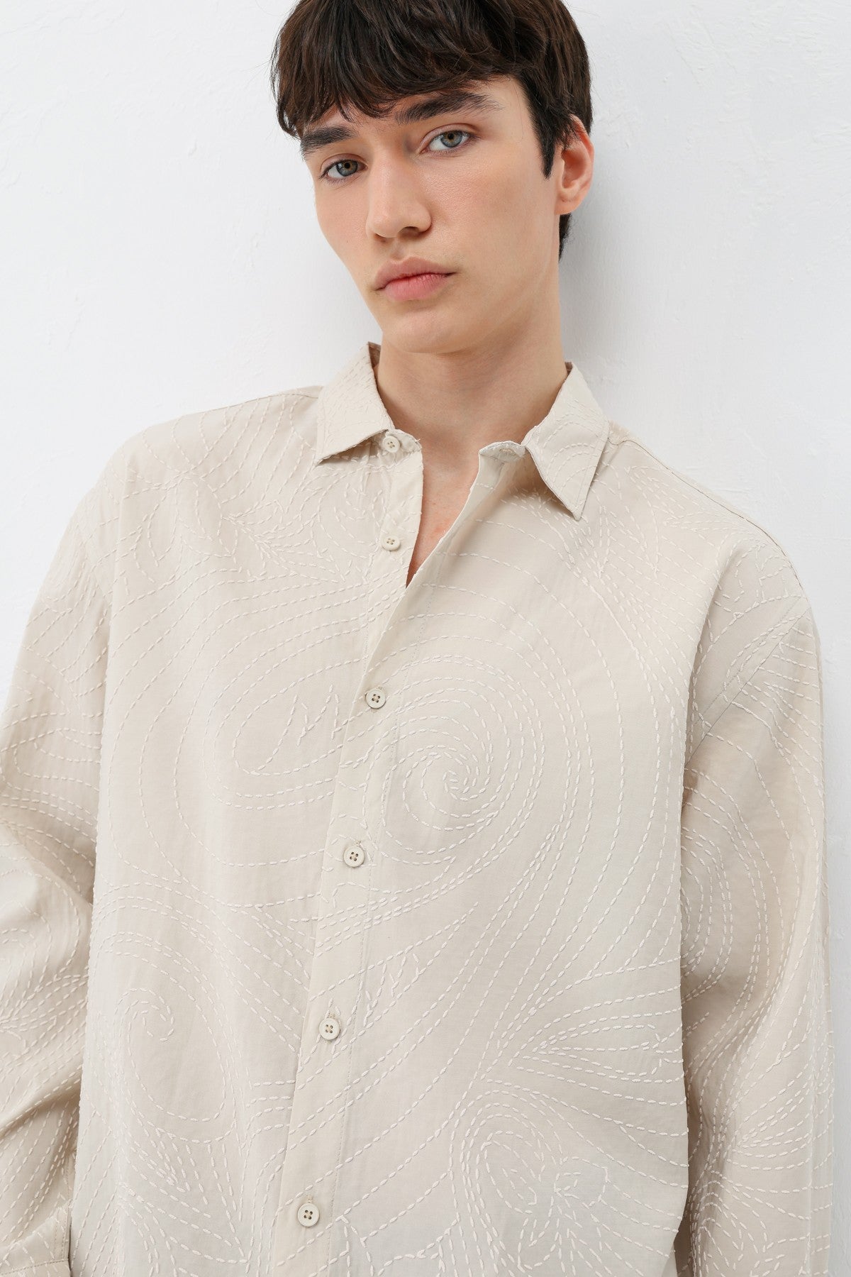 Oversized Shirt with Stitching Details
