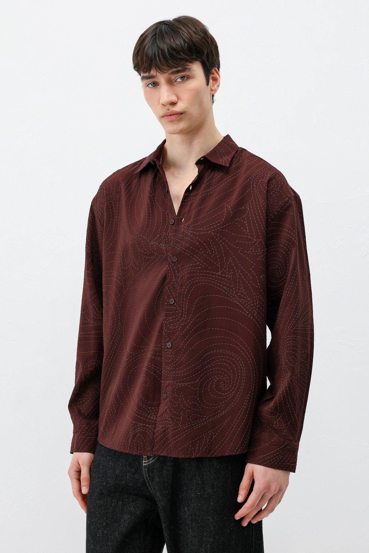 Oversized Shirt with Stitching Details