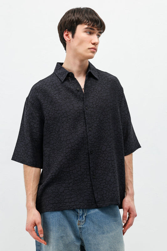 Oversized Patterned Short-Sleeve Shirt