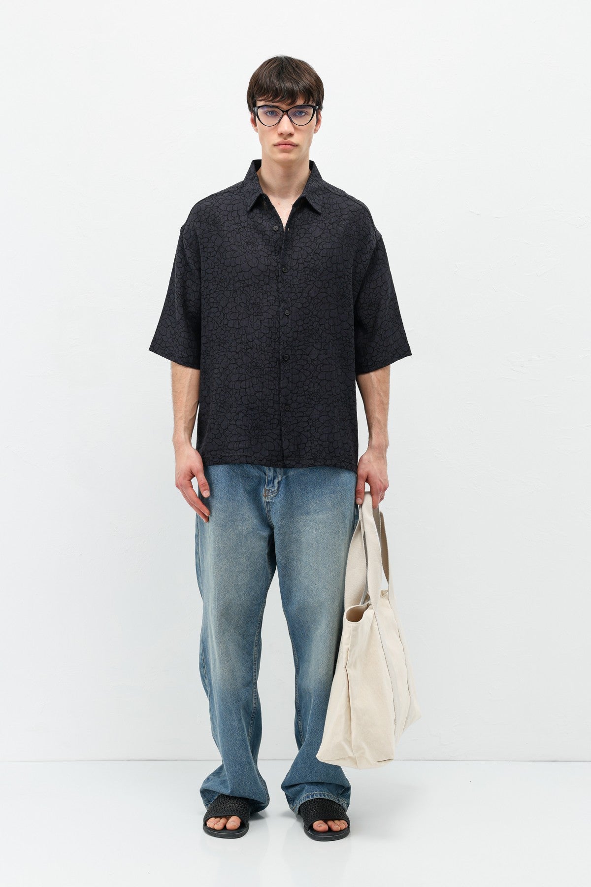 Oversized Patterned Short-Sleeve Shirt
