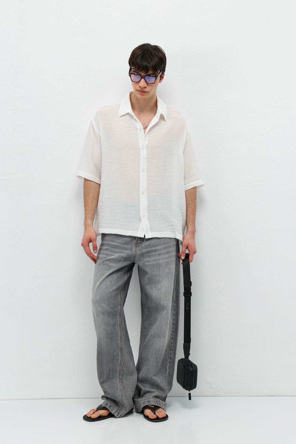 Oversized Patterned Short-Sleeve Shirt